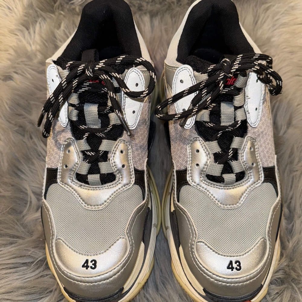 Silver and Black Chunky Balenciaga  Sneakers